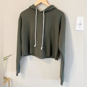 Olive Cropped Hoodie